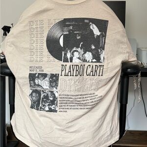 Playboi Carti 'Die Lit' Graphic Tee - Beige & Black